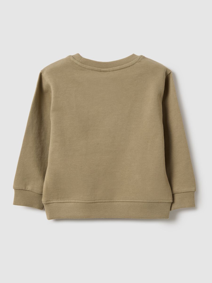 Beige pure cotton regular fit sweatshirt for kids with print_1