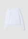 White organic stretch cotton T-shirt with shoulder cut-out for girls_3