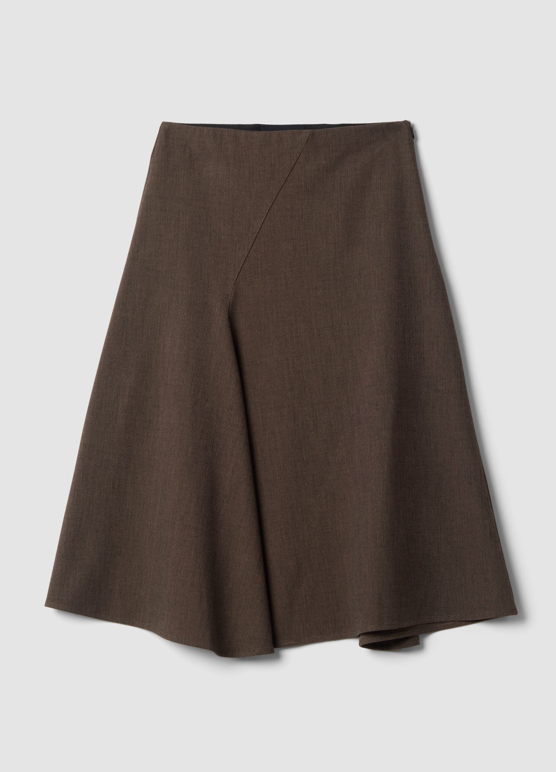 Brown stretch viscose skirt with lining