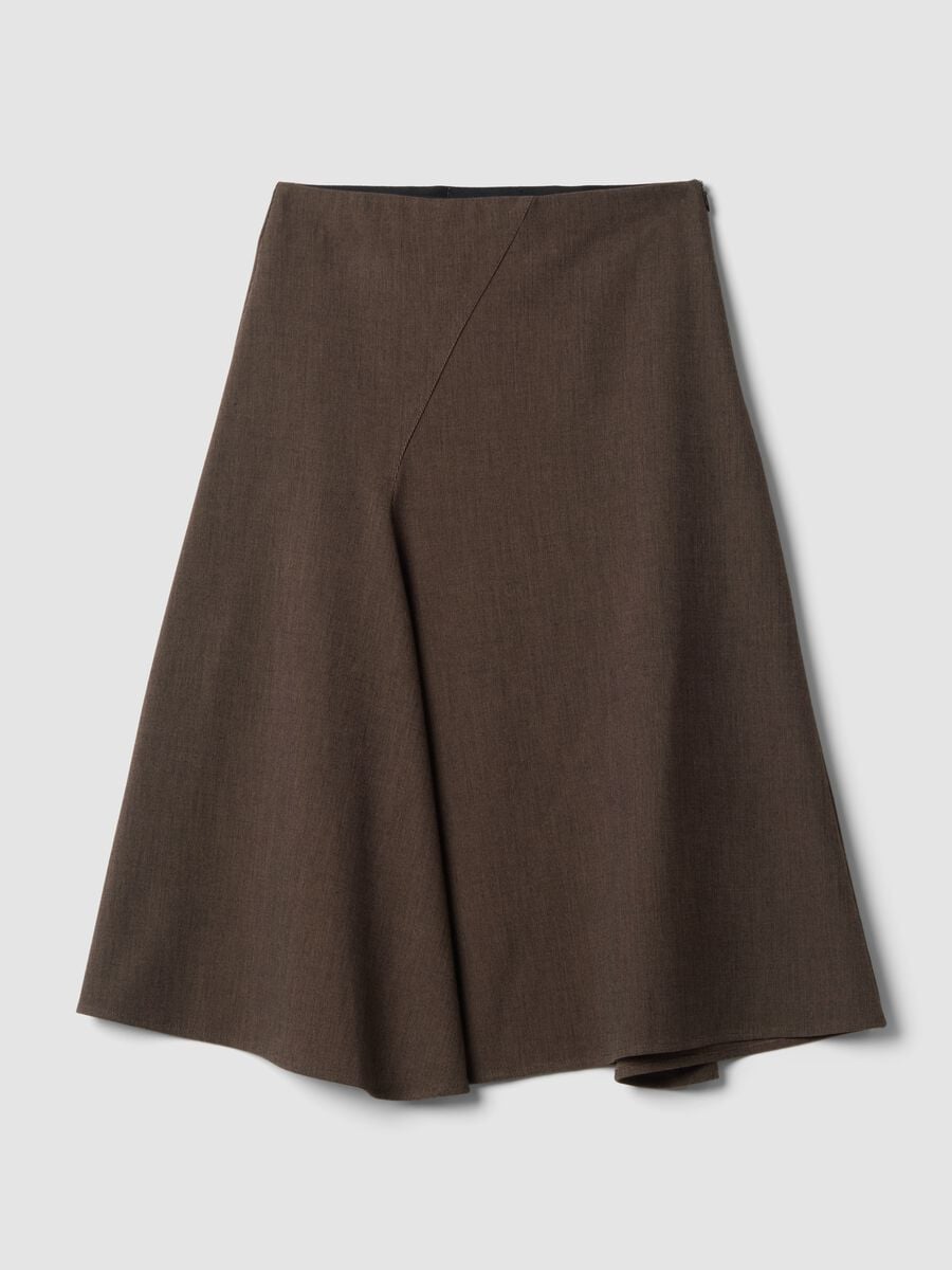 Brown stretch viscose skirt with lining_0