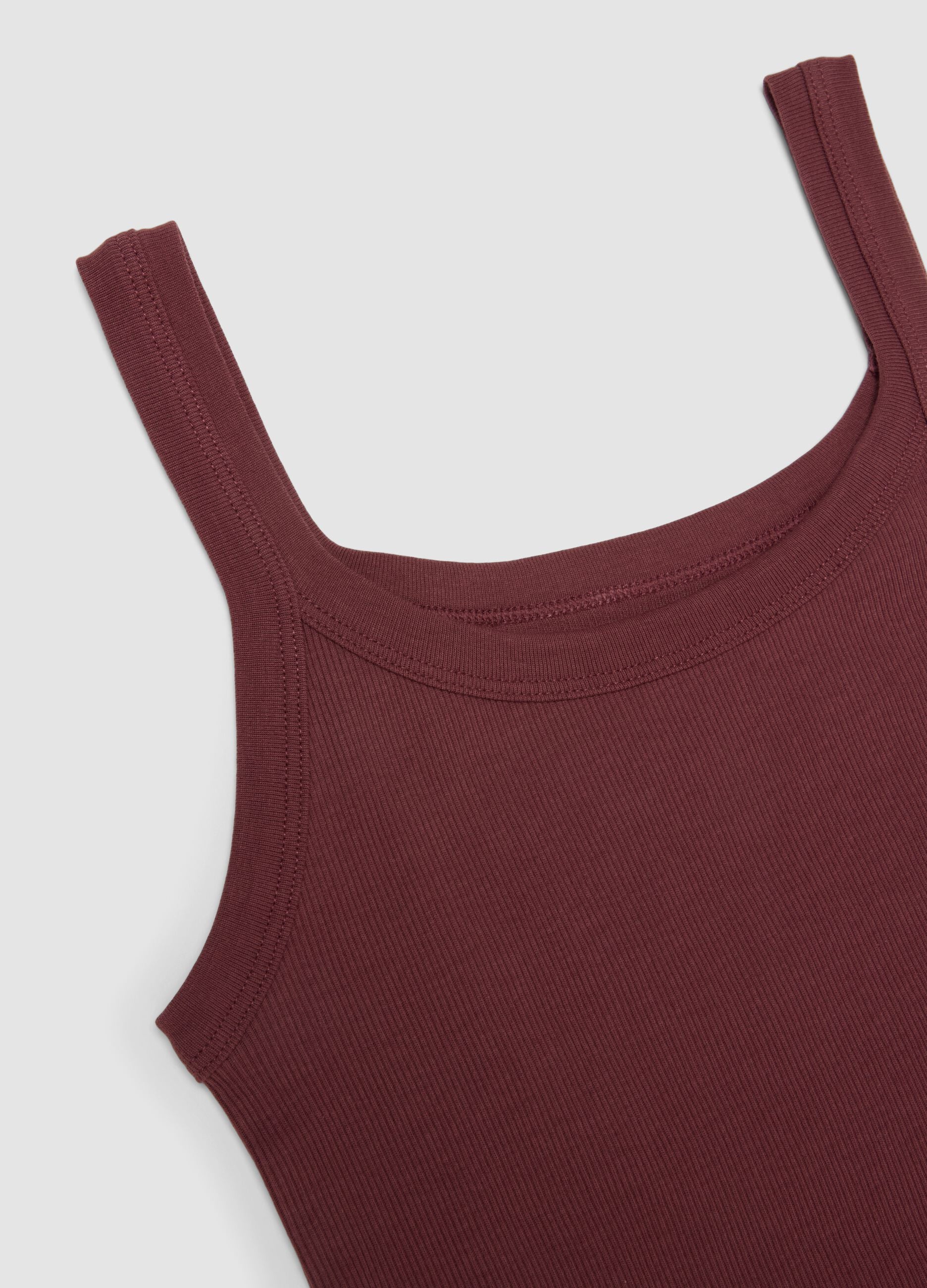 Red organic cotton crew-neck vest top