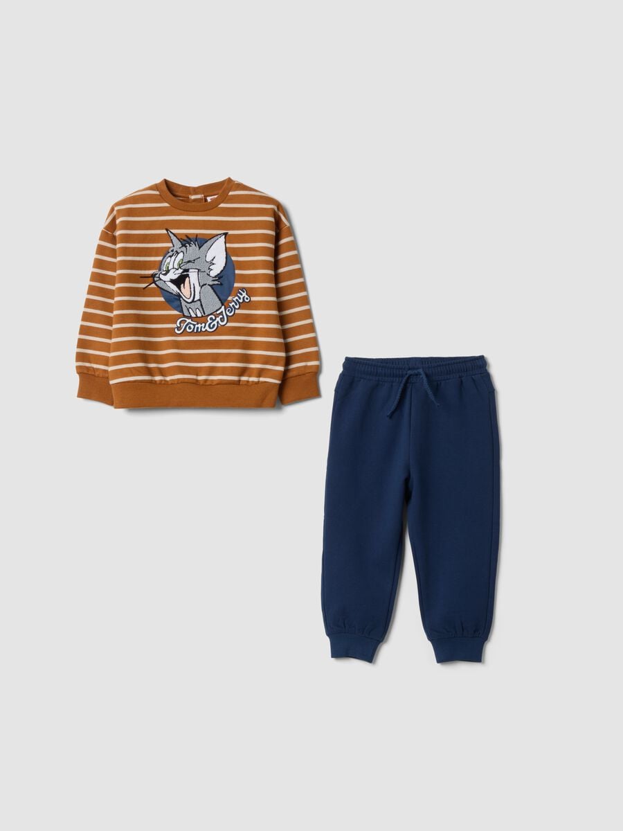 Brown pure cotton Tom & Jerry printed jogger set_0
