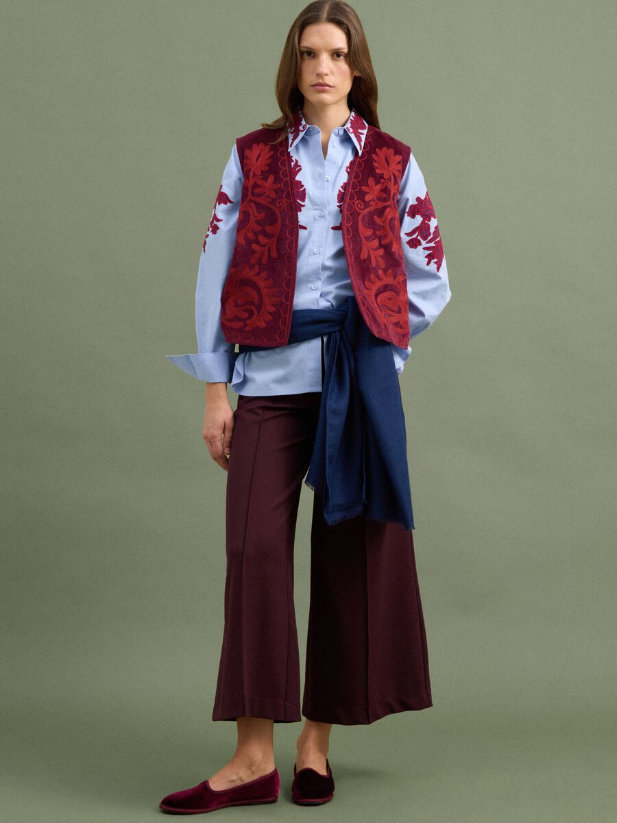 Purple wide-leg chino trousers in stretch viscose_0