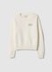 Regular fit white cotton blend pullover_4