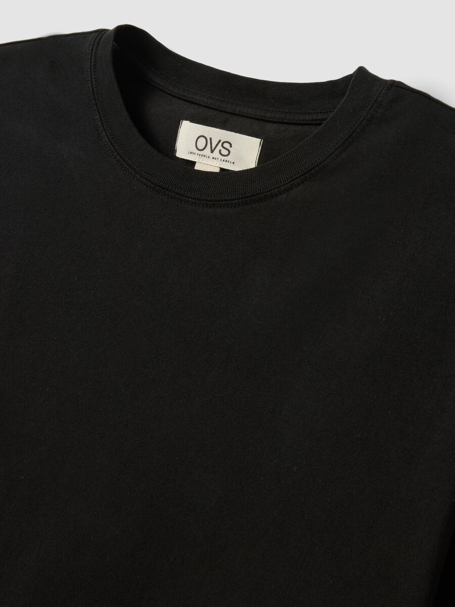 Black pure cotton short-sleeve regular fit T-shirt_1