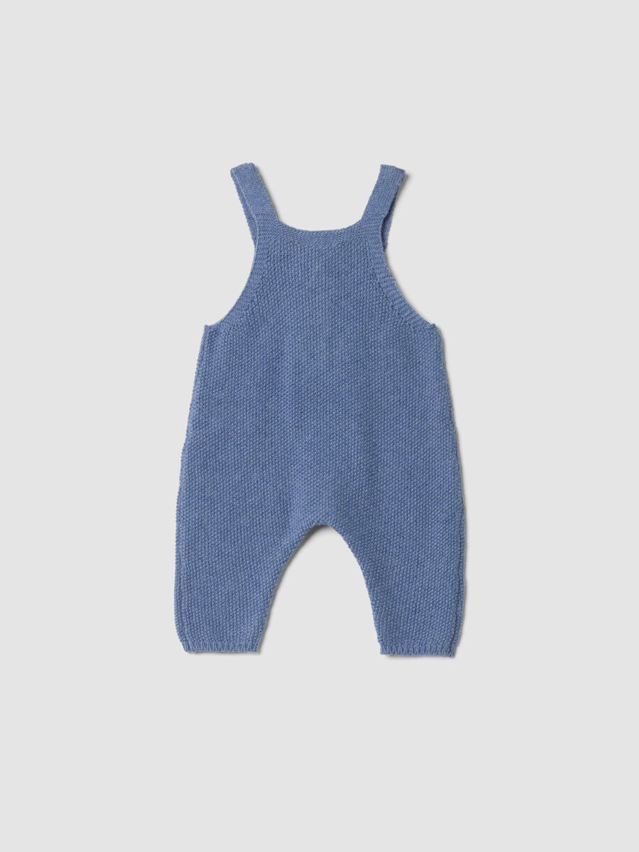 Salopette blu melange in misto cotone organico e lana_1
