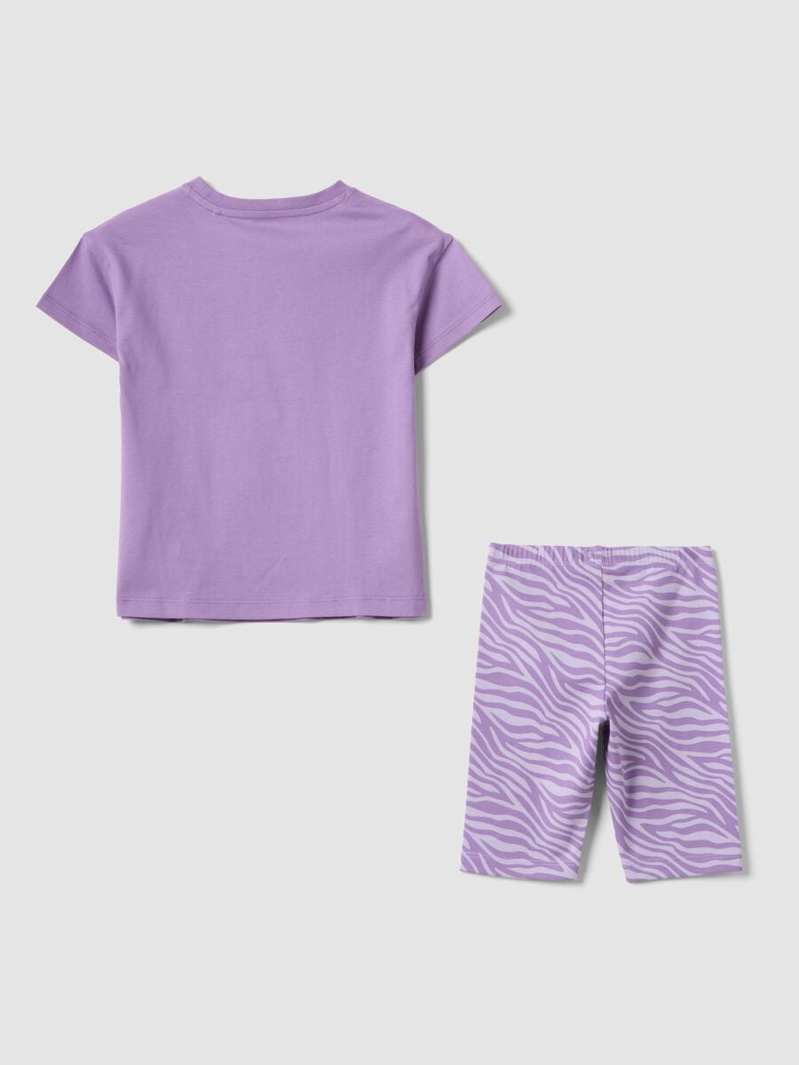Purple pure cotton set with T-shirt and leggings_1