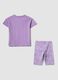 Purple pure cotton set with T-shirt and leggings_1