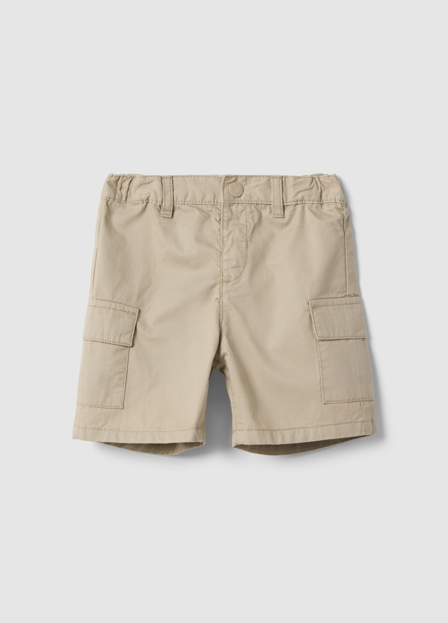 Beige Baumwoll-Cargo-Shorts f&uuml;r Kinder mit regul&auml;rer Passform