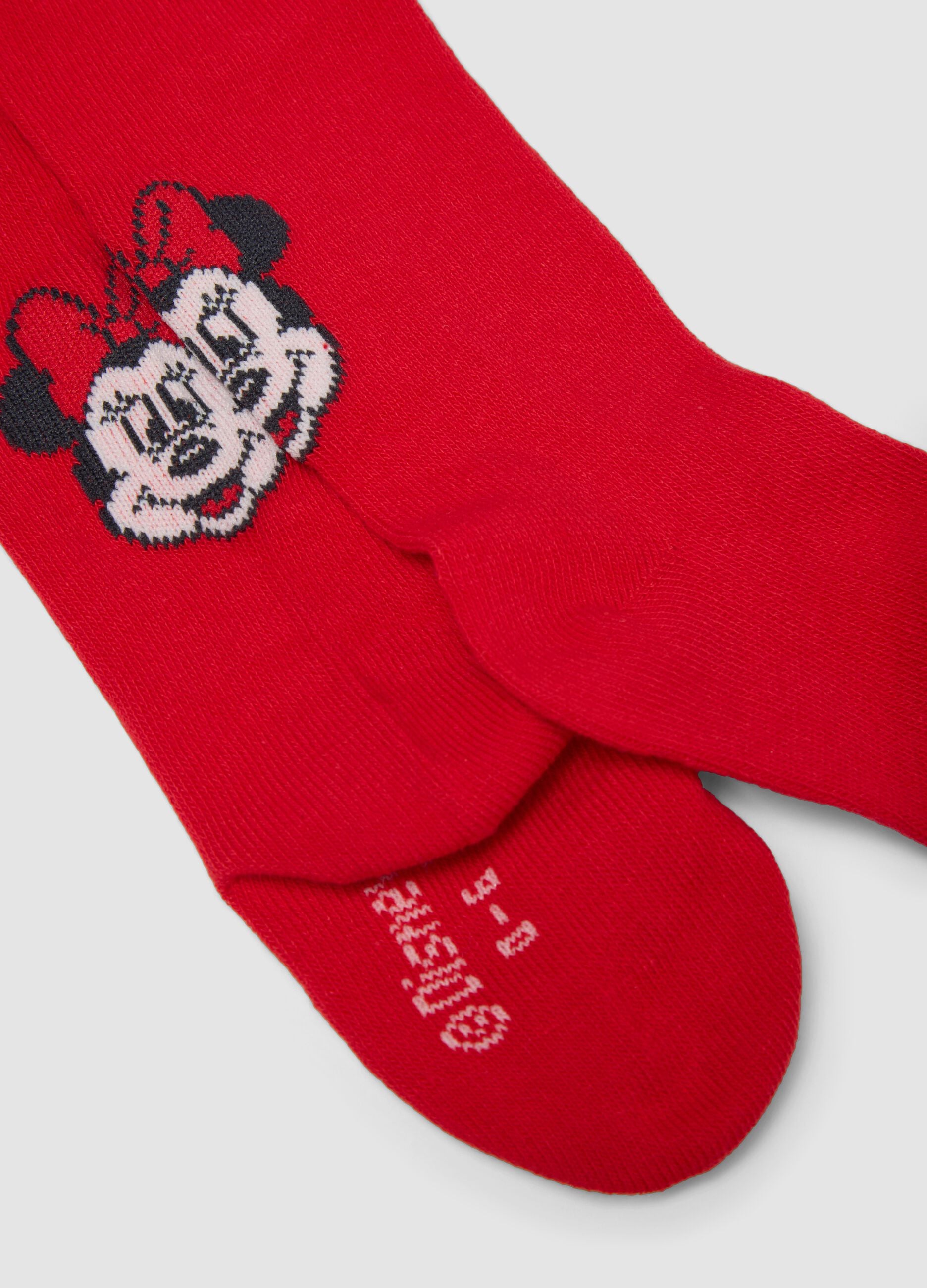 Collants vermelhos em algod&atilde;o org&acirc;nico el&aacute;stico com estampado da Minnie