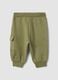 Green organic cotton cargo trousers with drawstring for baby_1