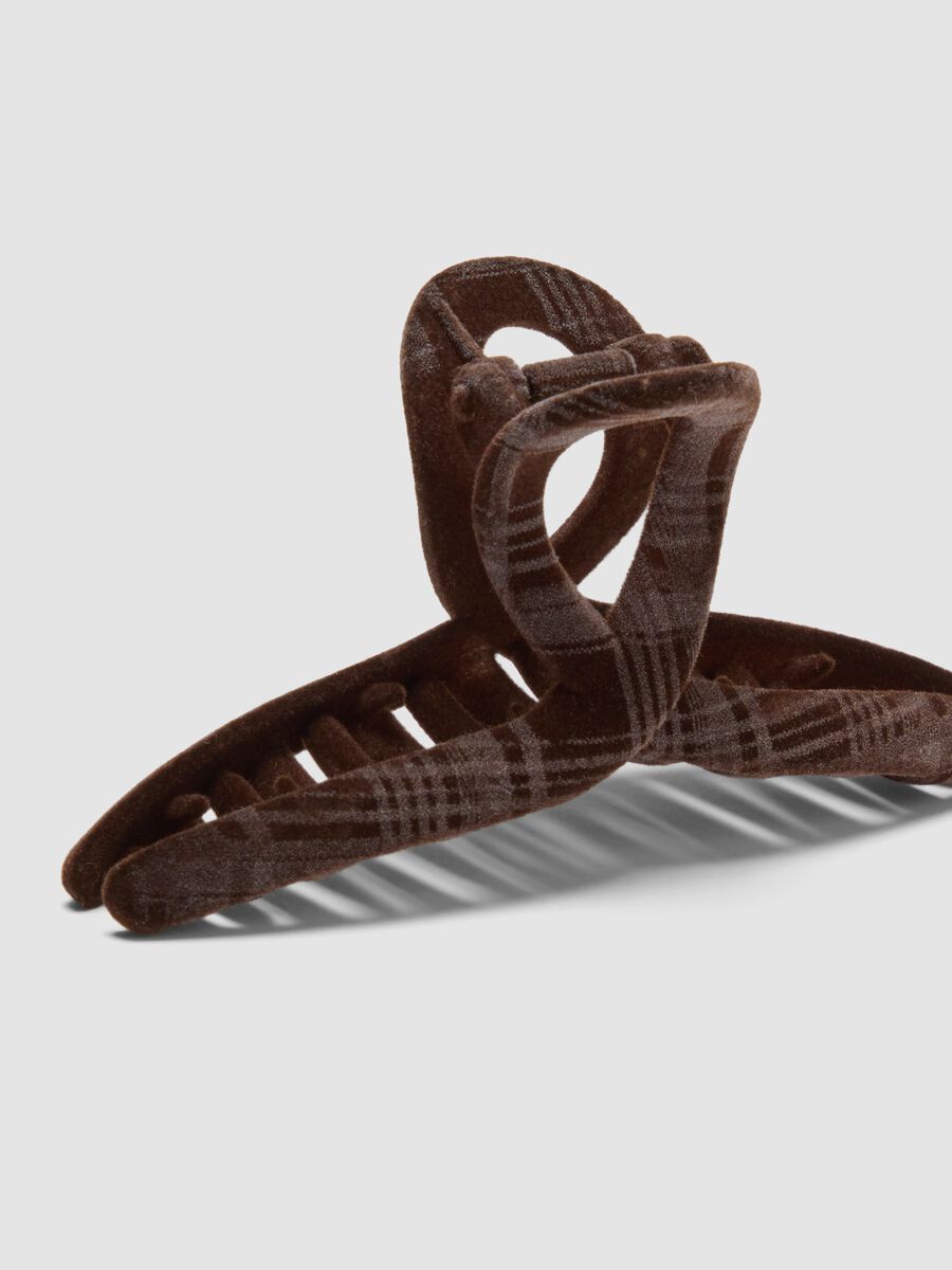 Brown tartan hair claw clip_1