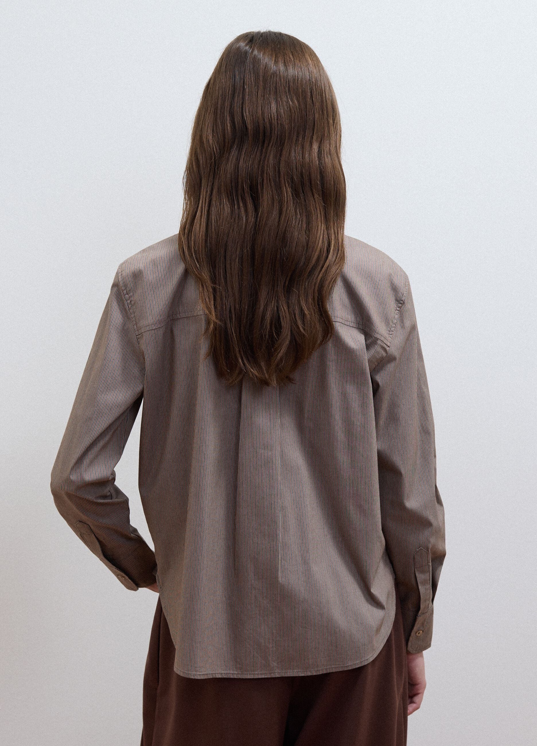 Multicolour stretch-cotton shirt with scarf collar