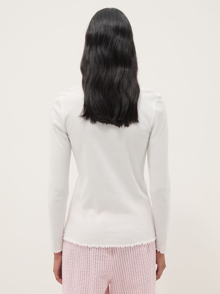 White pure cotton nightshirt regular fit with henley collar_2