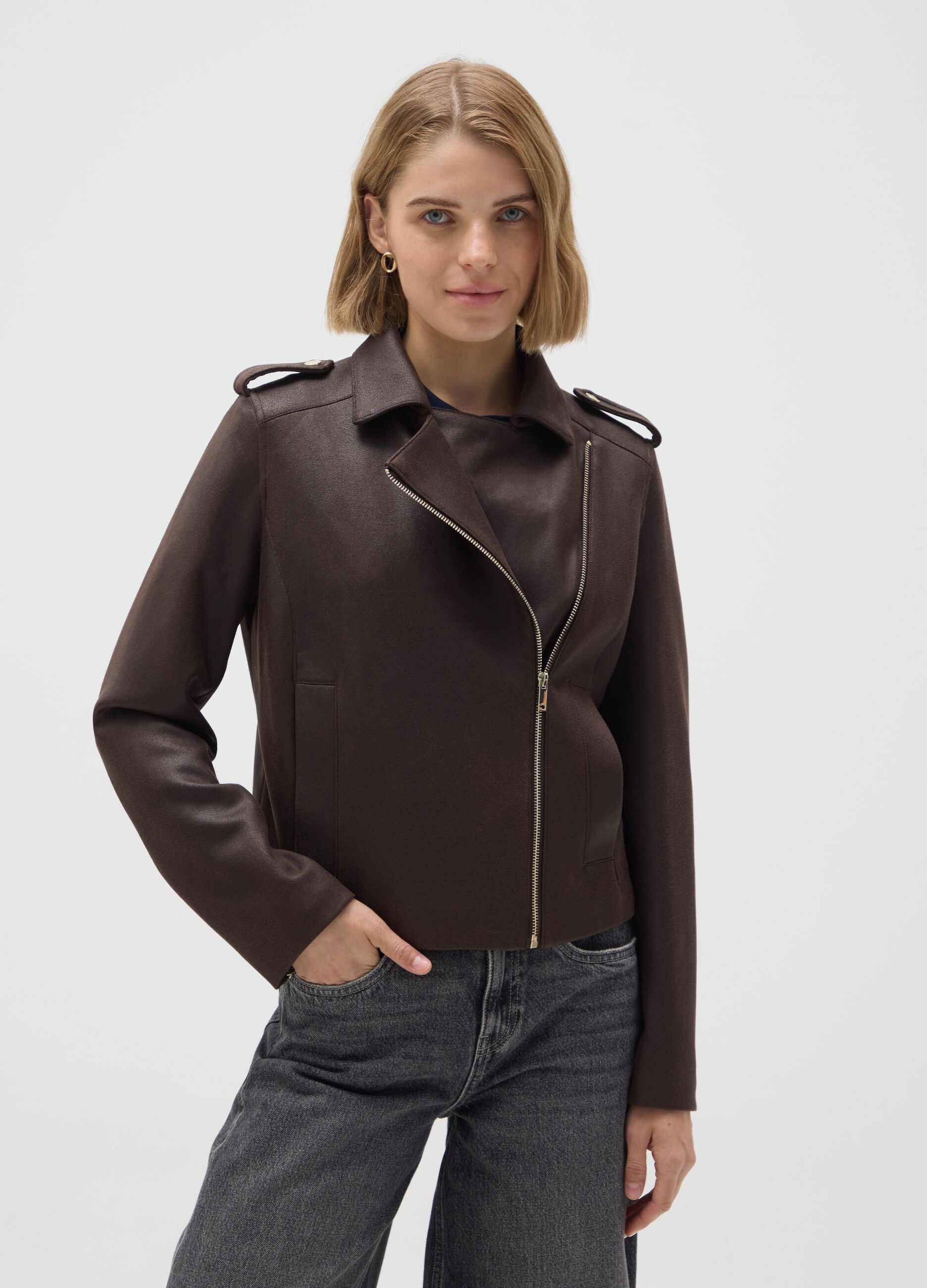 Brown Regular Fit Jacket