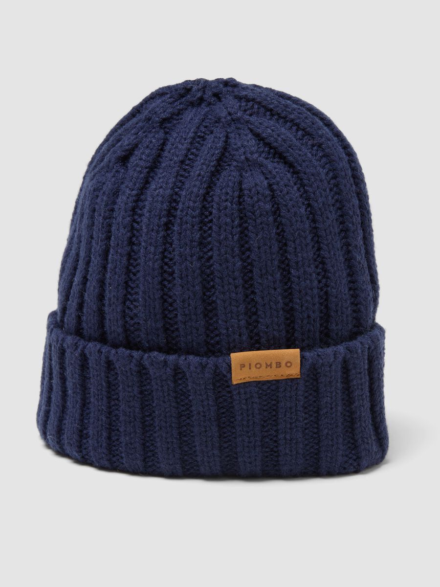 Blue ribbed wool-blend hat_2