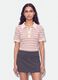 Polo crop rosa in cotone elasticizzato a righe regular fit_0