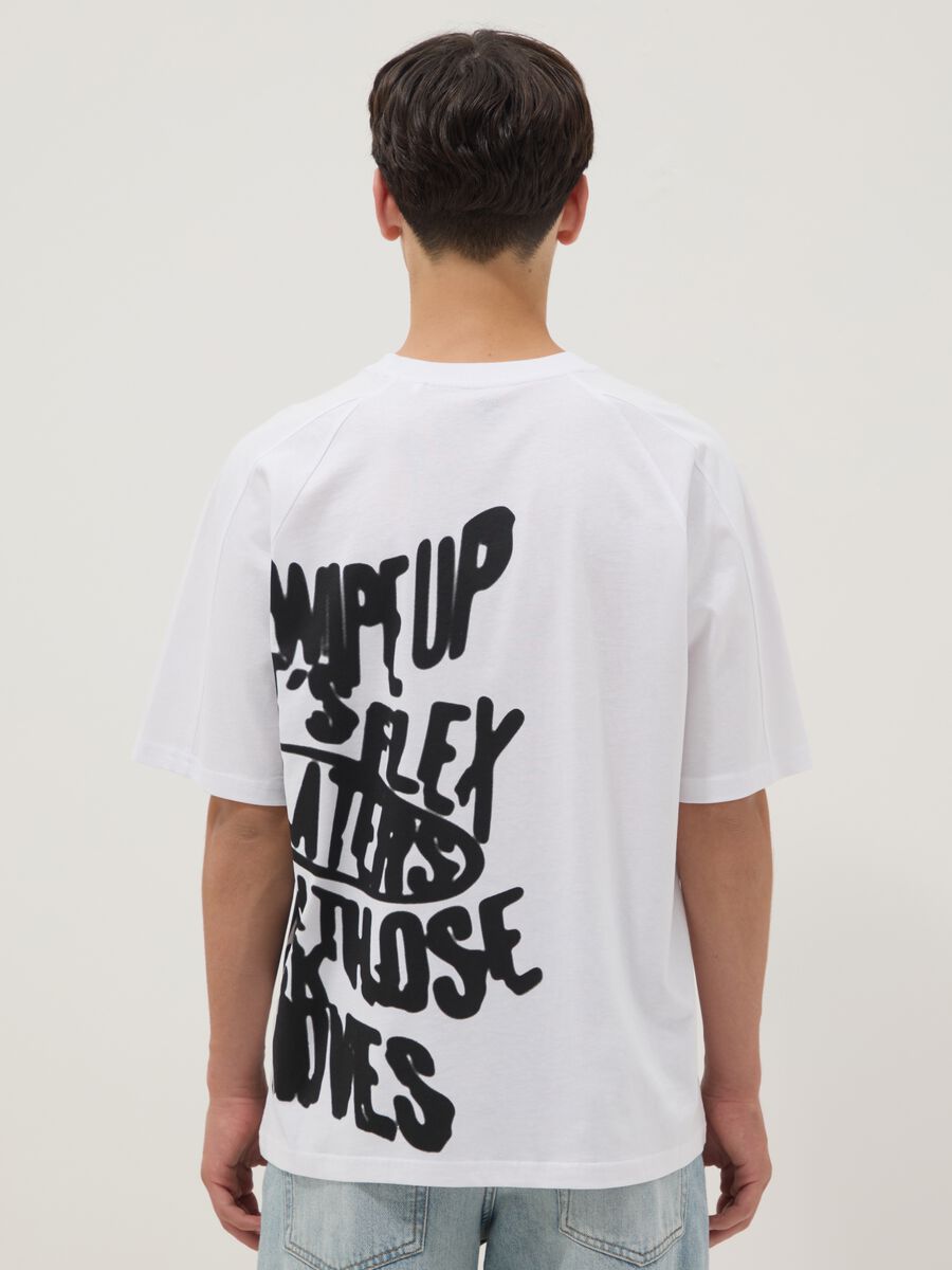 Boys&rsquo; white 100% cotton oversized T-shirt with print_1
