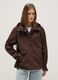 Brown cotton blend regular fit jacket with zip and hood_1