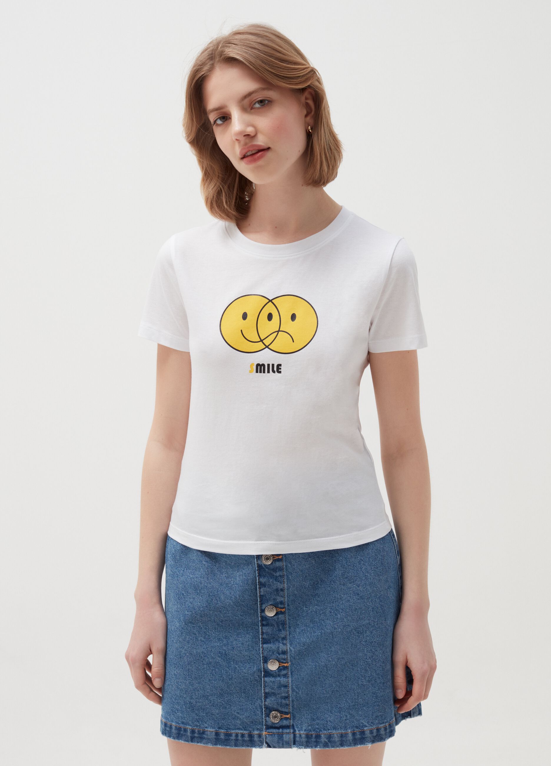 Camiseta de algodón estampado smile
