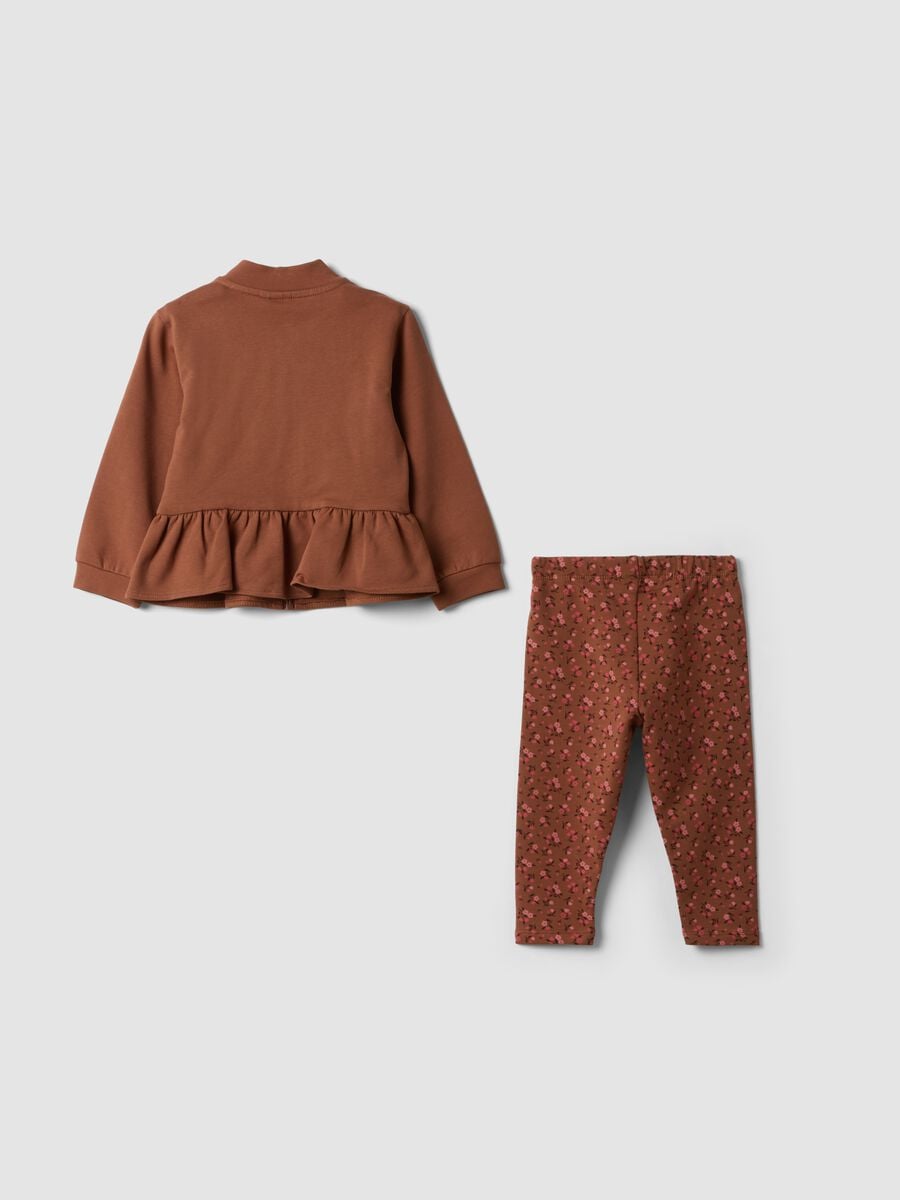 Brown stretch cotton set with crew neck_2