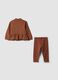 Brown stretch cotton set with crew neck_2