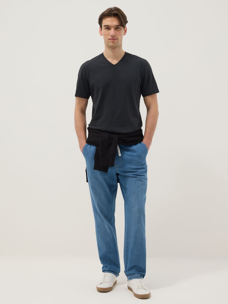 Regular fit pure cotton black T-shirt_1