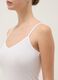 White stretch cotton tank top regular fit deep V_3