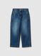 Kinder-Jeans mit weitem Bein aus elastischem Baumwollstoff in Blau_0