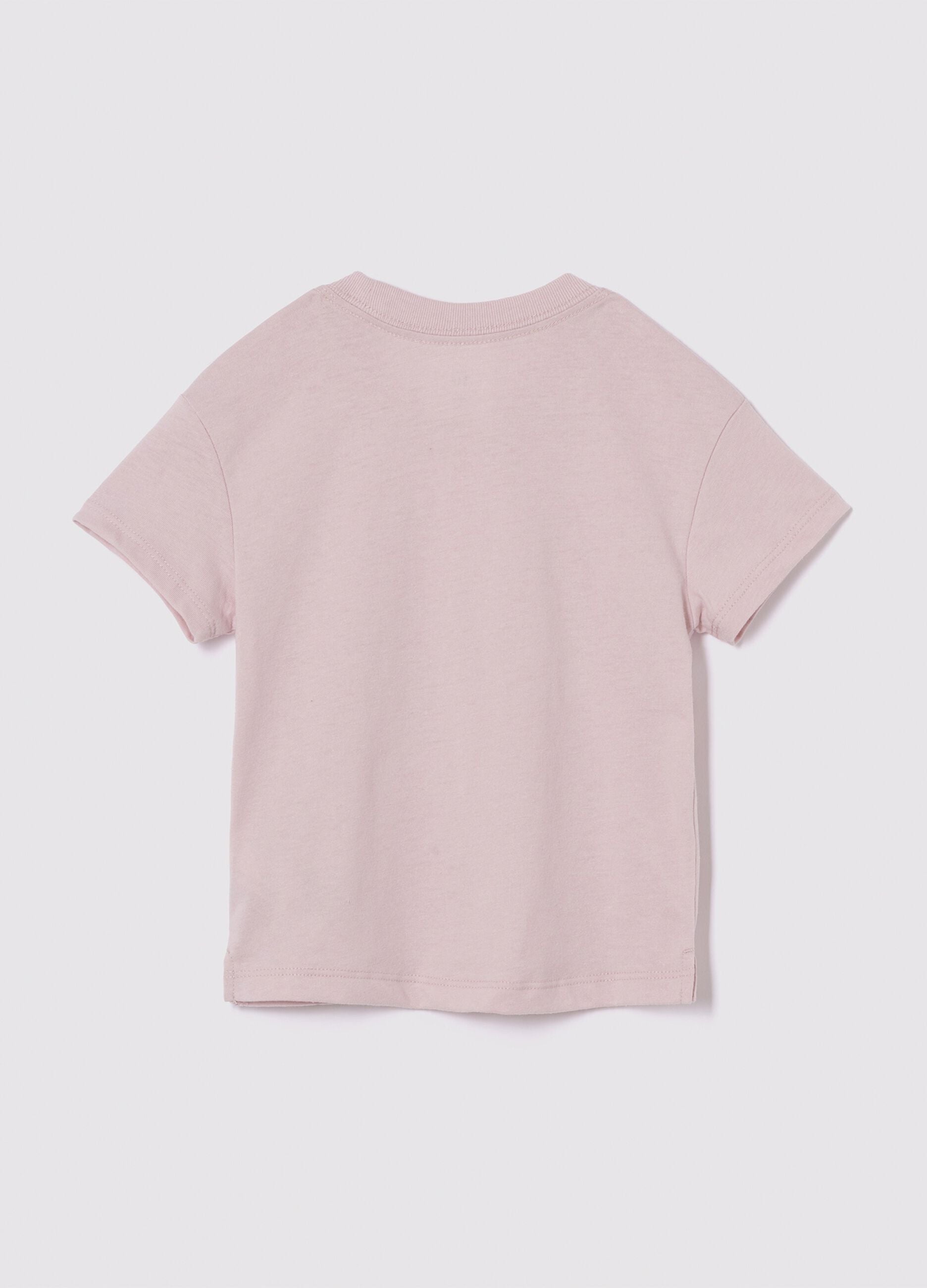 Rosa Kurzarm-Shirt mit Tierdruck
