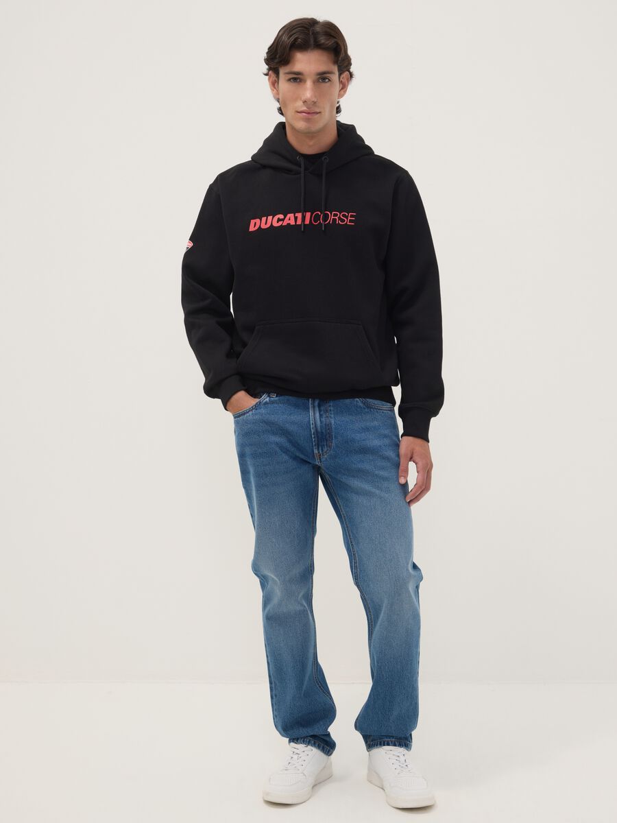 Black cotton-blend hoodie with Ducati print, relaxed fit_2
