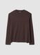 Dark brown stretch viscose regular-fit top_0
