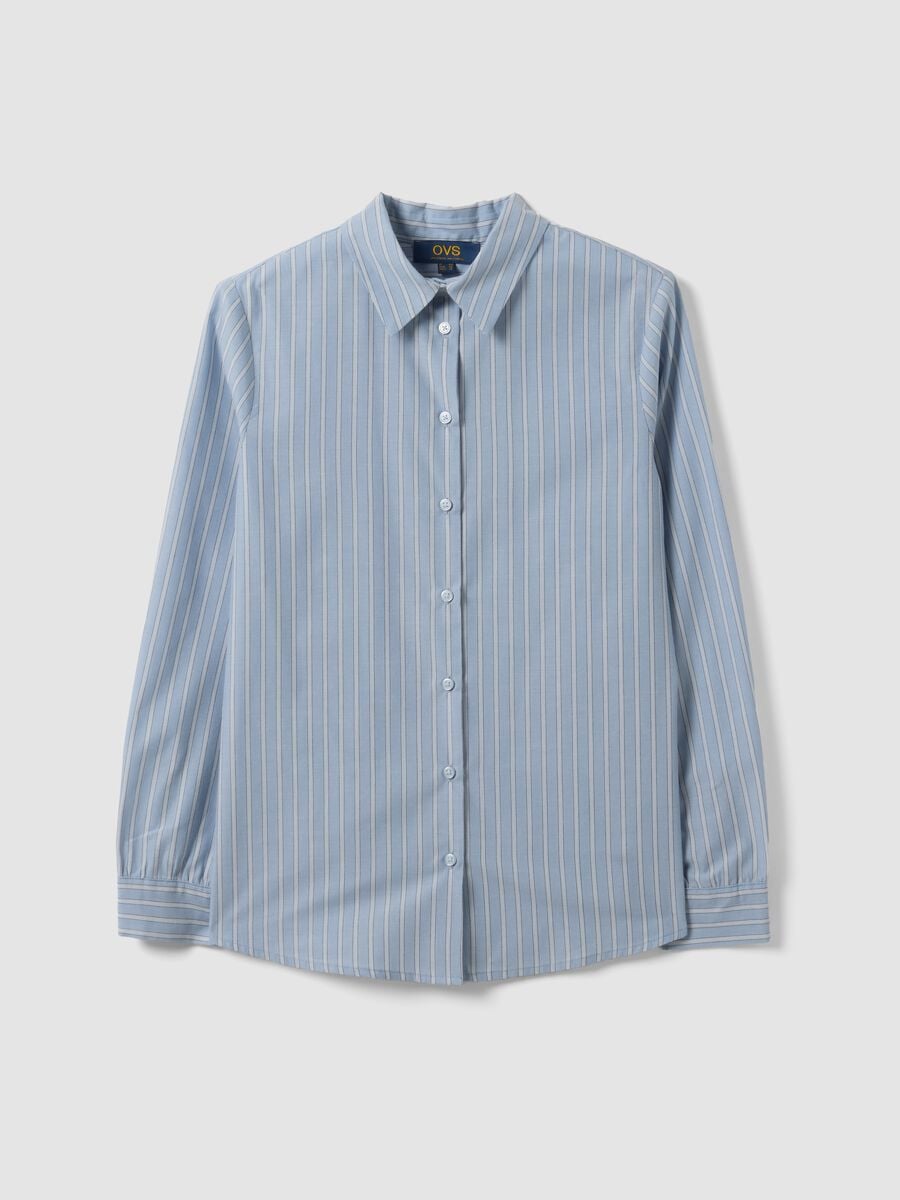 Blue striped long-sleeve slim-fit shirt_4
