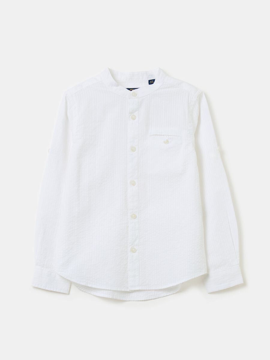 Seersucker shirt with Mandarin collar_0