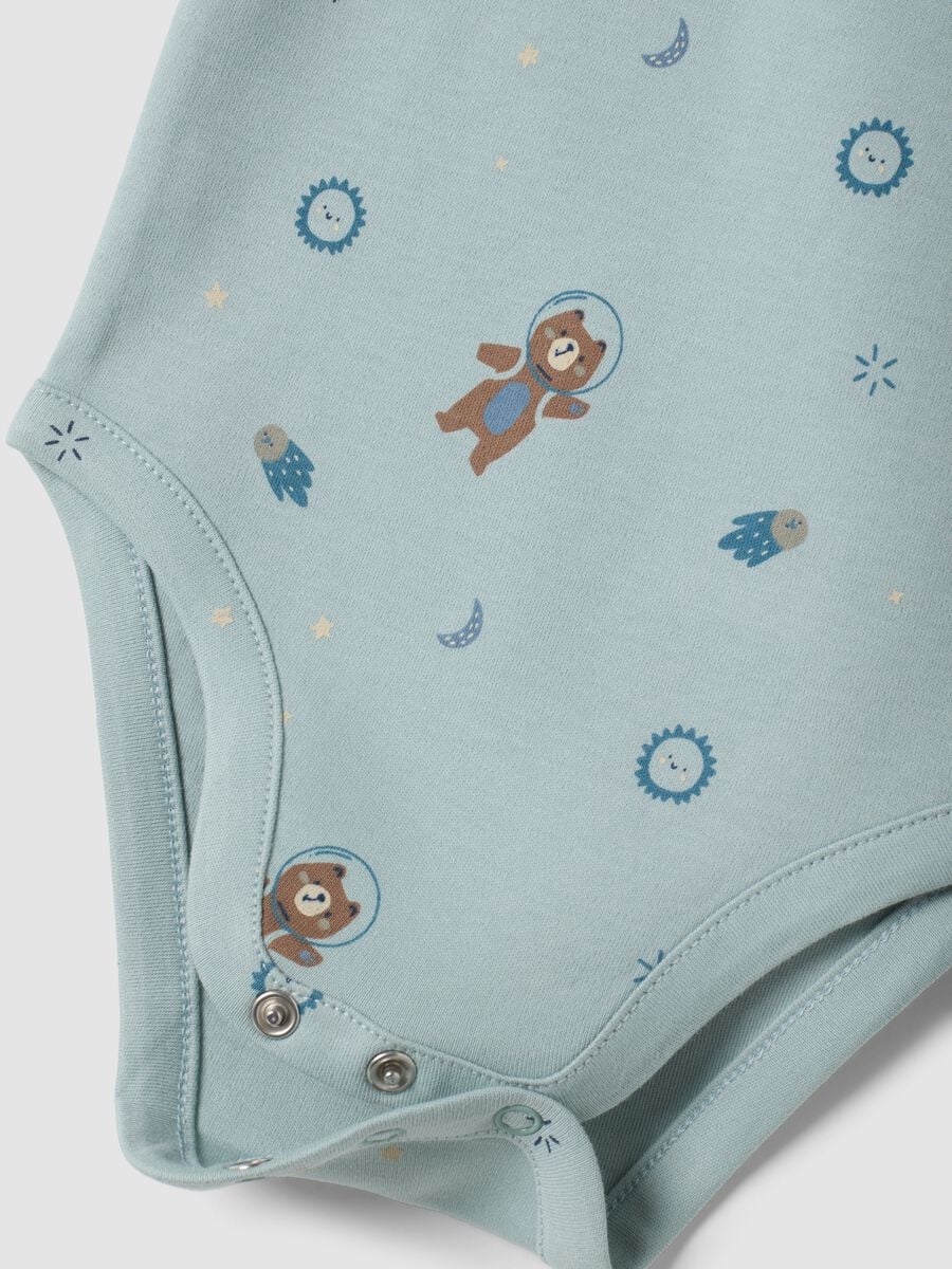 Pack de 3 bodies de beb&eacute; em azul &aacute;gua, azul e marfim em algod&atilde;o org&acirc;nico puro, gola redonda_2