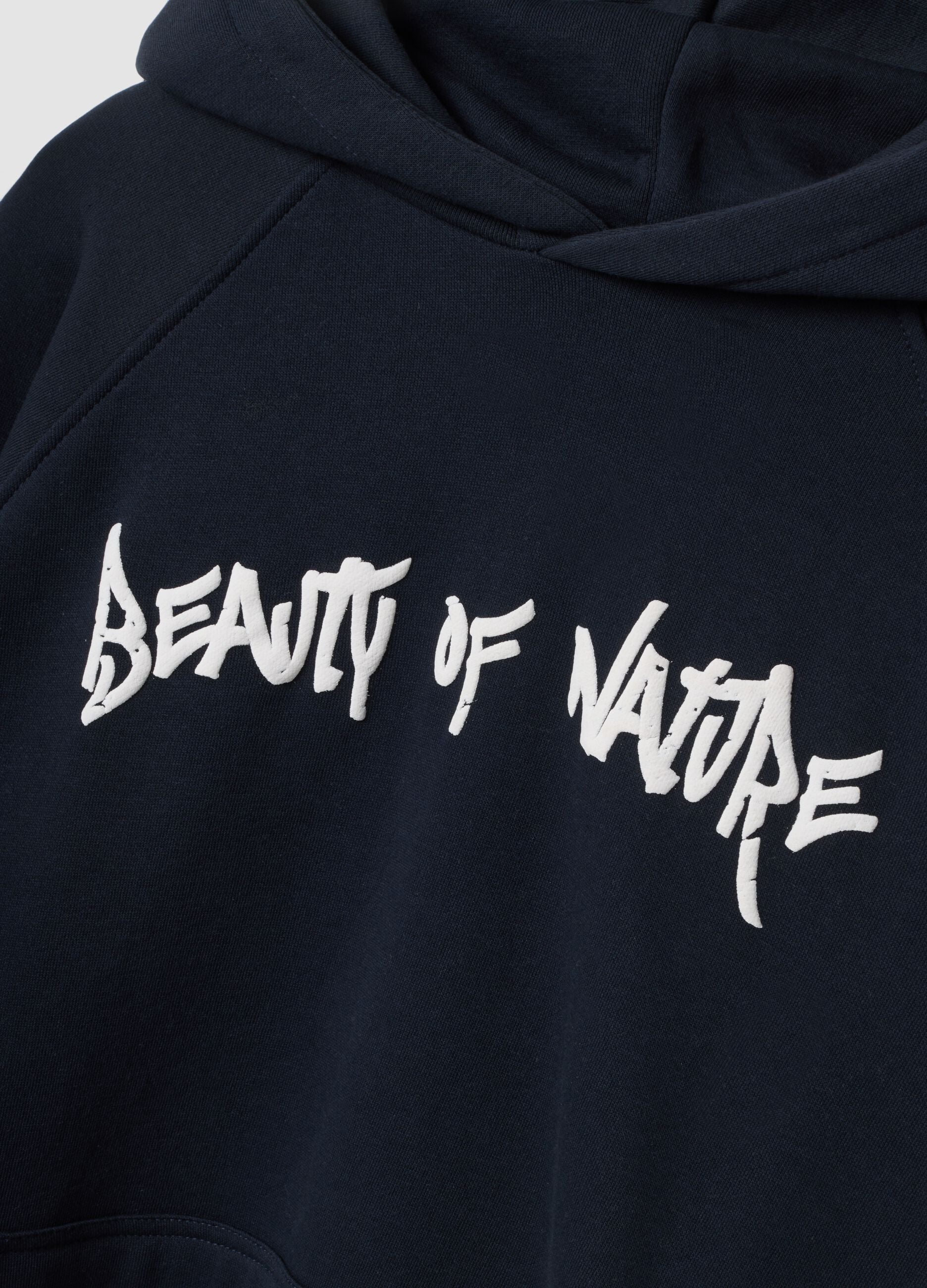 Sweatshirt com capuz preta em mistura de algod&atilde;o com estampado gr&aacute;fico