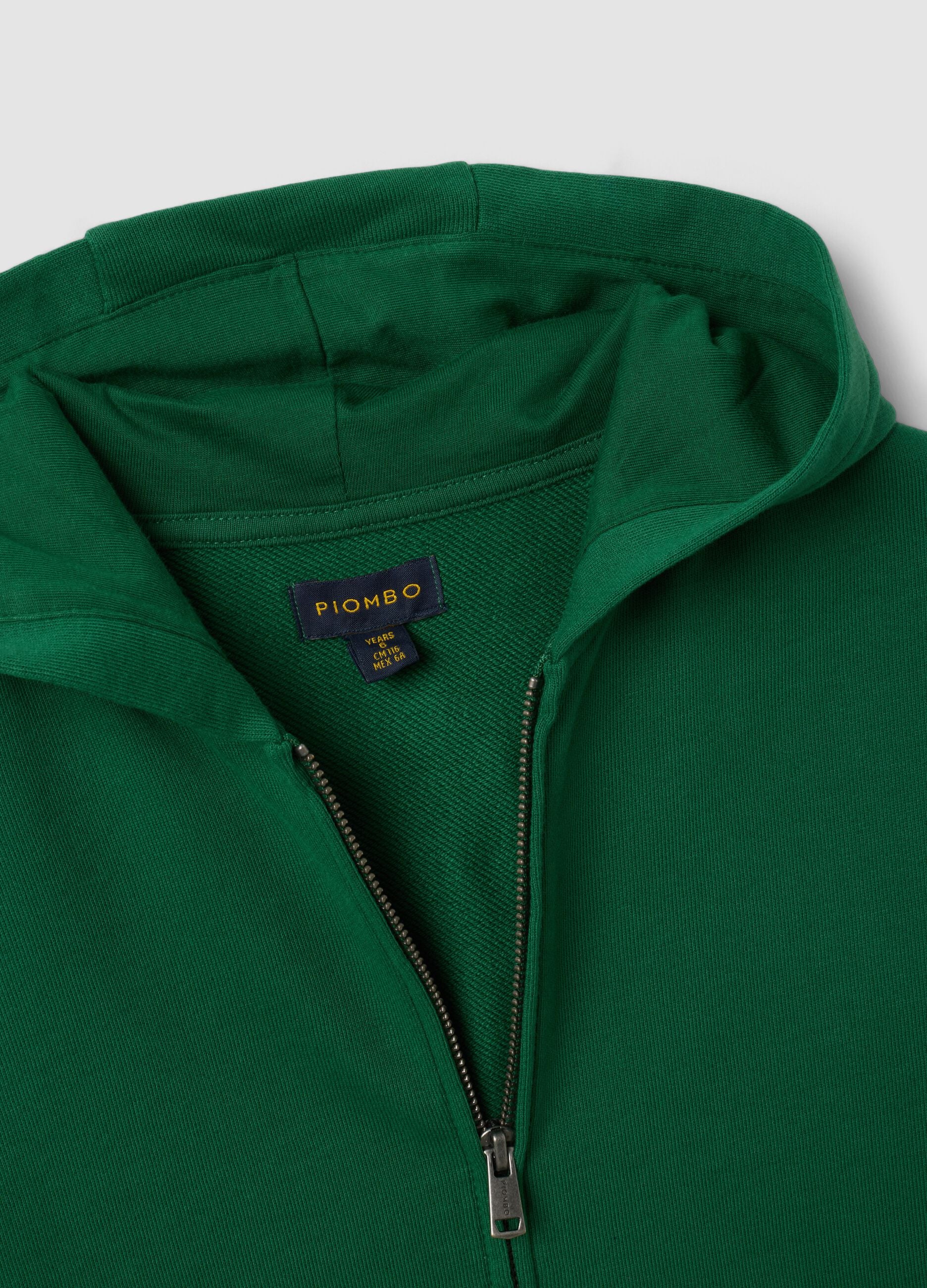 Felpa verde in puro cotone con cappuccio regular fit per bambino