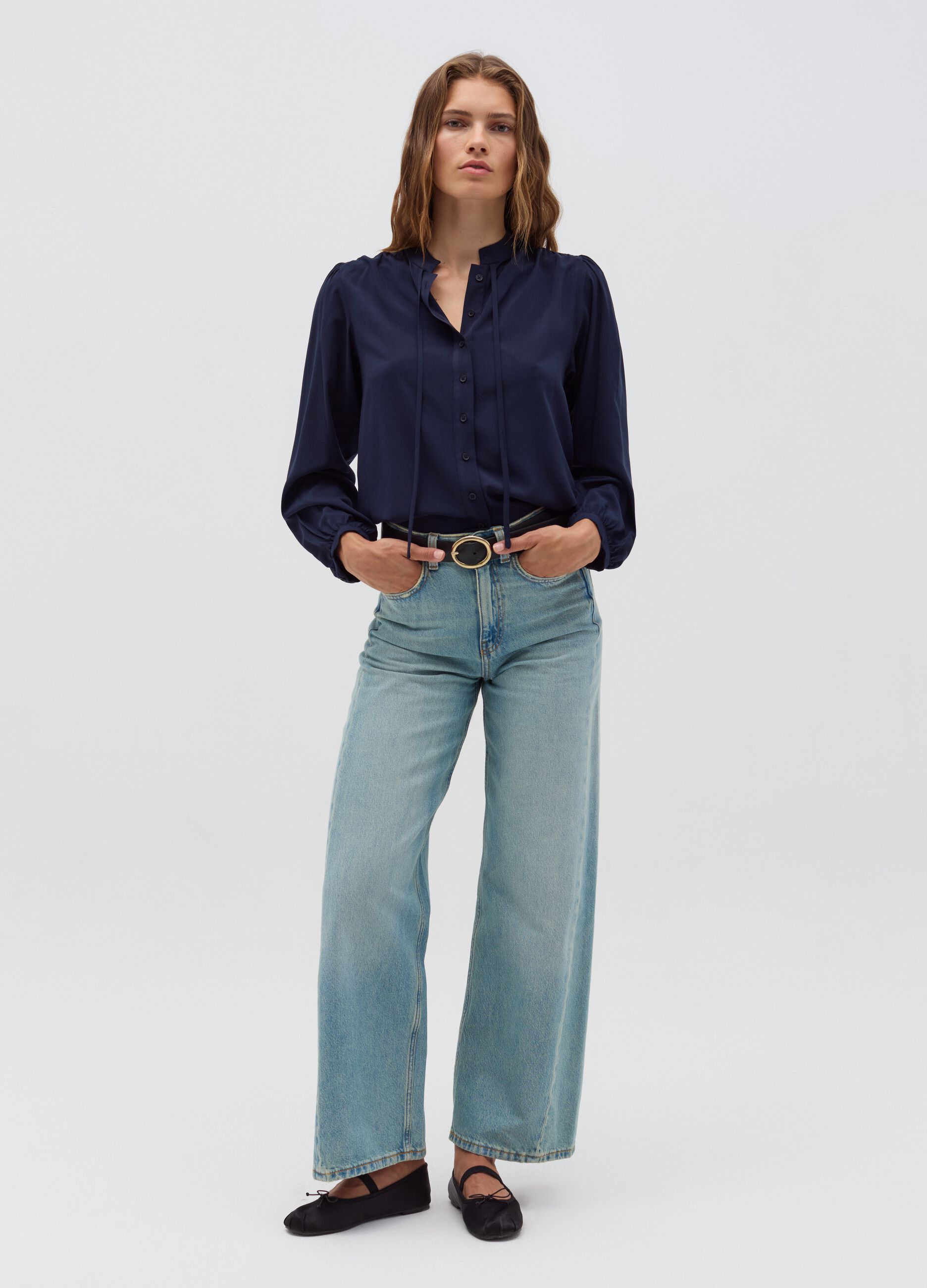 Viscose blouse with scarf