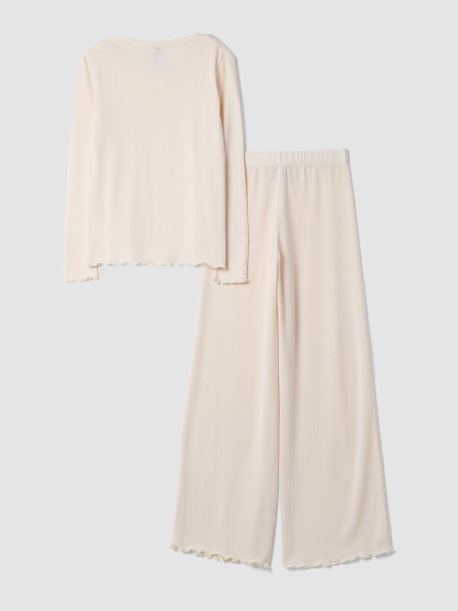 Pigiama bianco in misto viscosa elasticizzata con girocollo regular fit_2