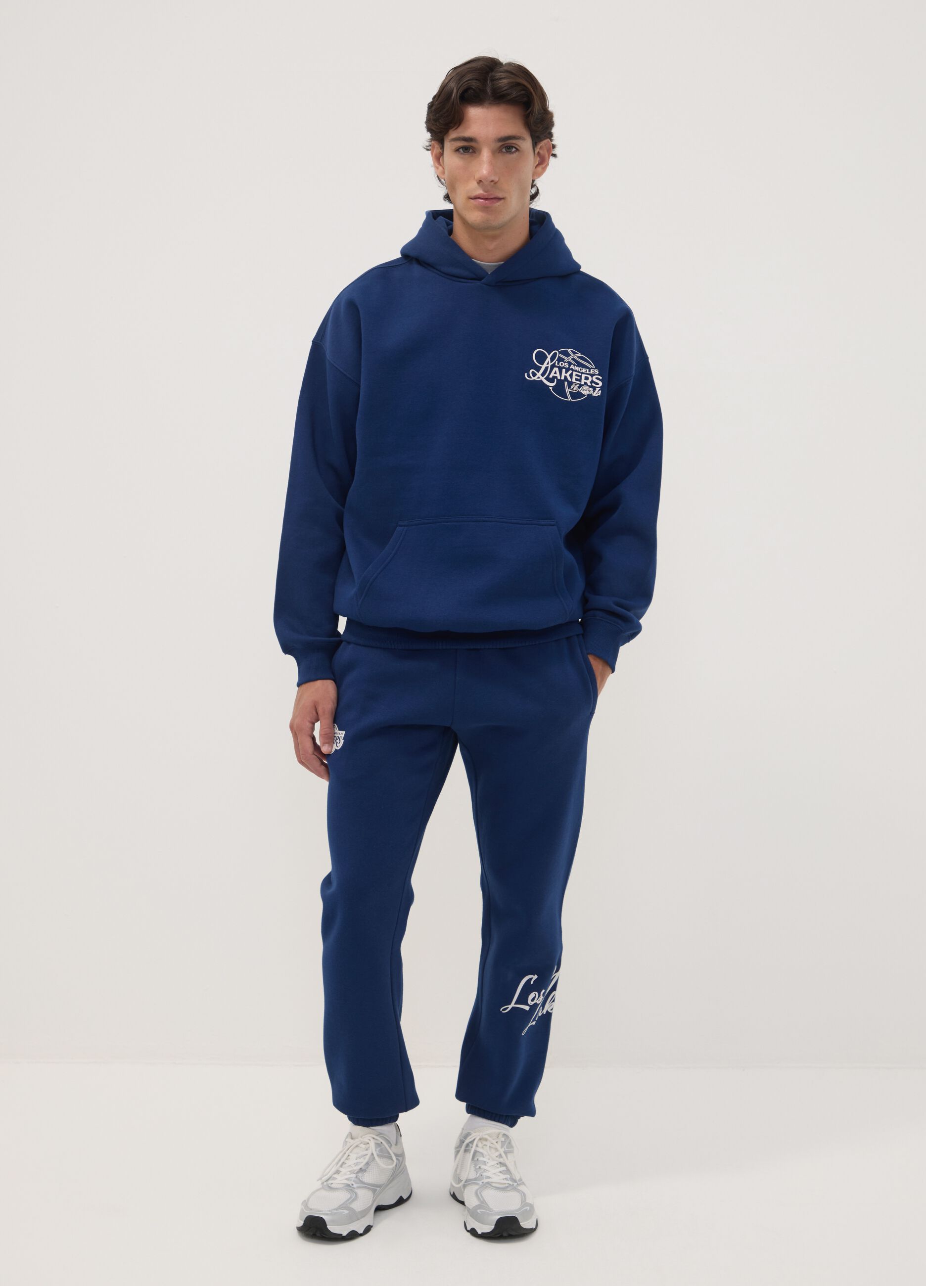 Sweatshirt azul com capuz em mistura de algod&atilde;o com estampado Lakers