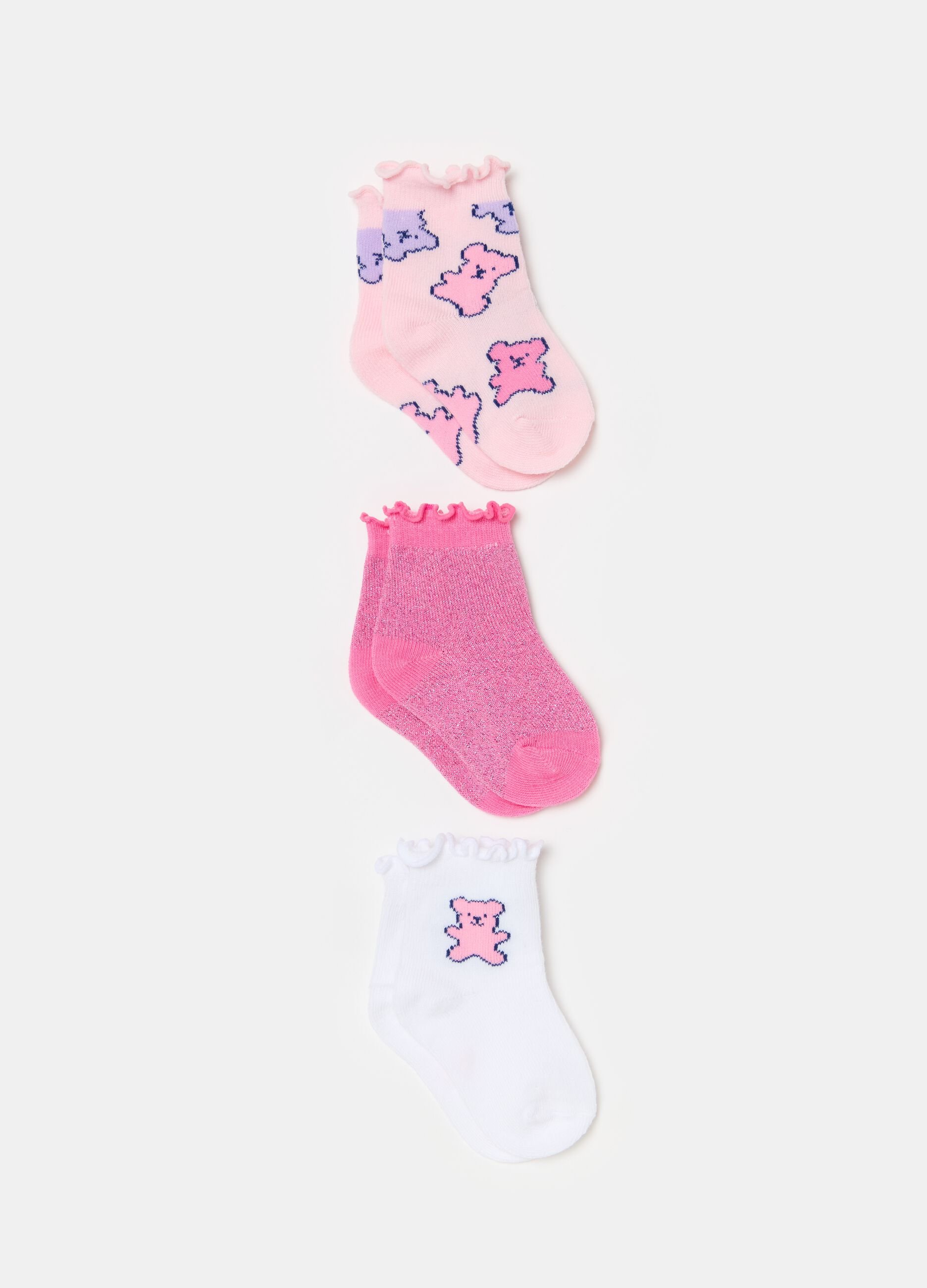 Three-pair pack short socks in organic cotton with lurex