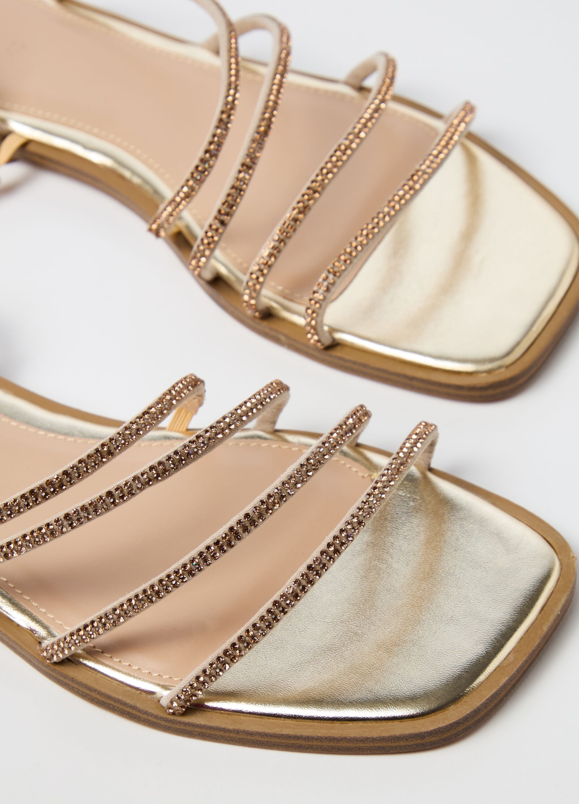 Flat sandals with diamanté straps
