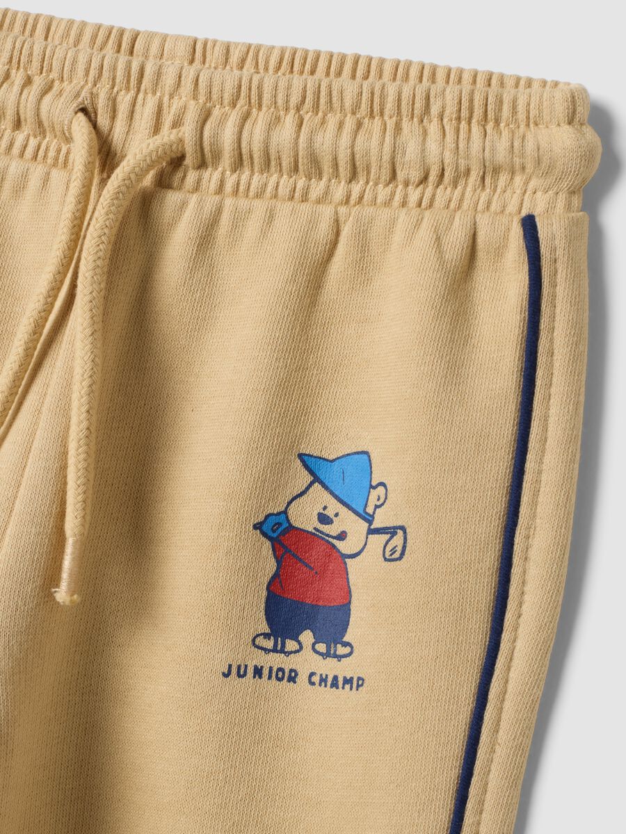 Beige pure cotton joggers with print_2