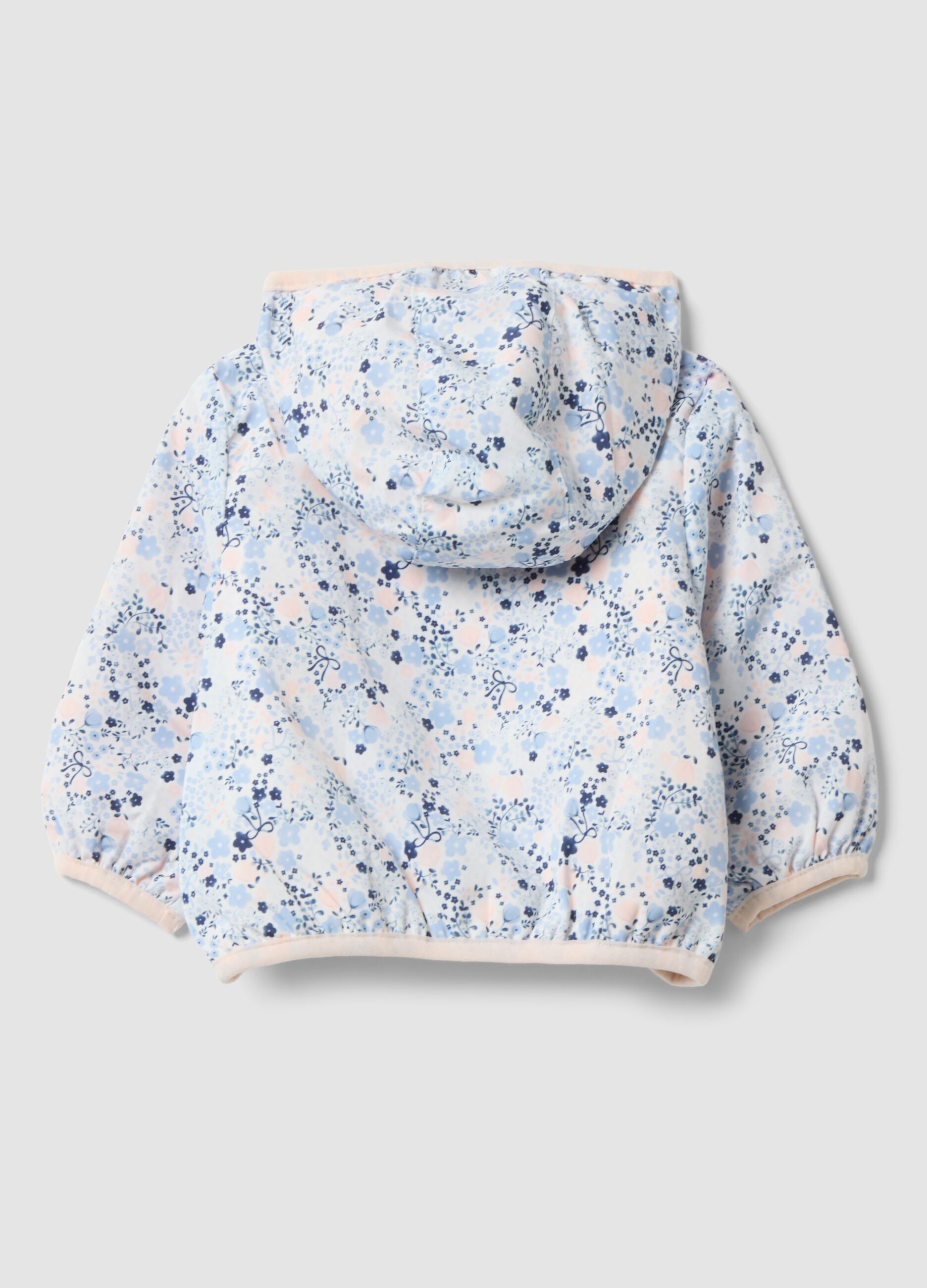 Mehrfarbige Baby-M&auml;dchen-Jacke mit Kapuze und Blumenmuster
