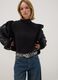 Schwarzes Shirt aus elastischer Viskose mit Stehkragen, Regular Fit_2