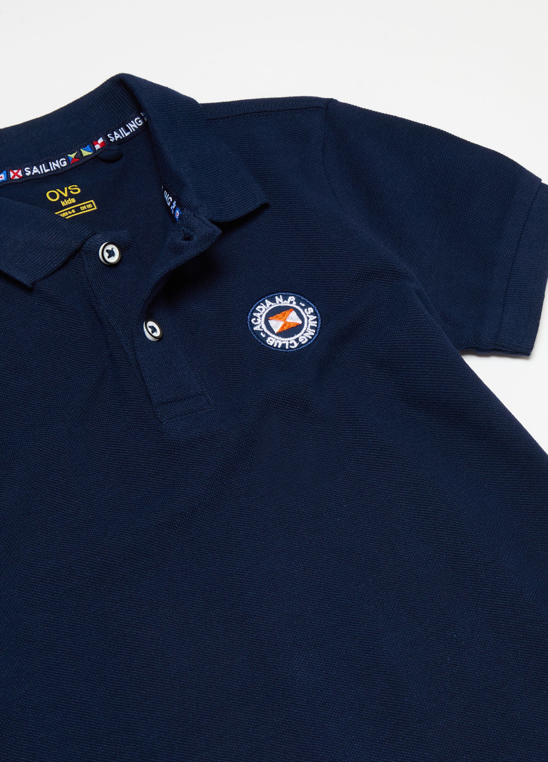 Polo shirt with nautical circle embroidery
