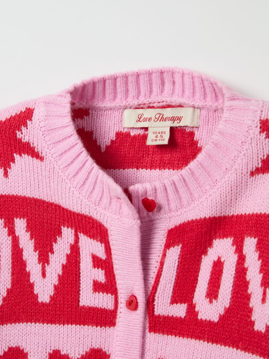 Cardigan with jacquard star and heart design_2