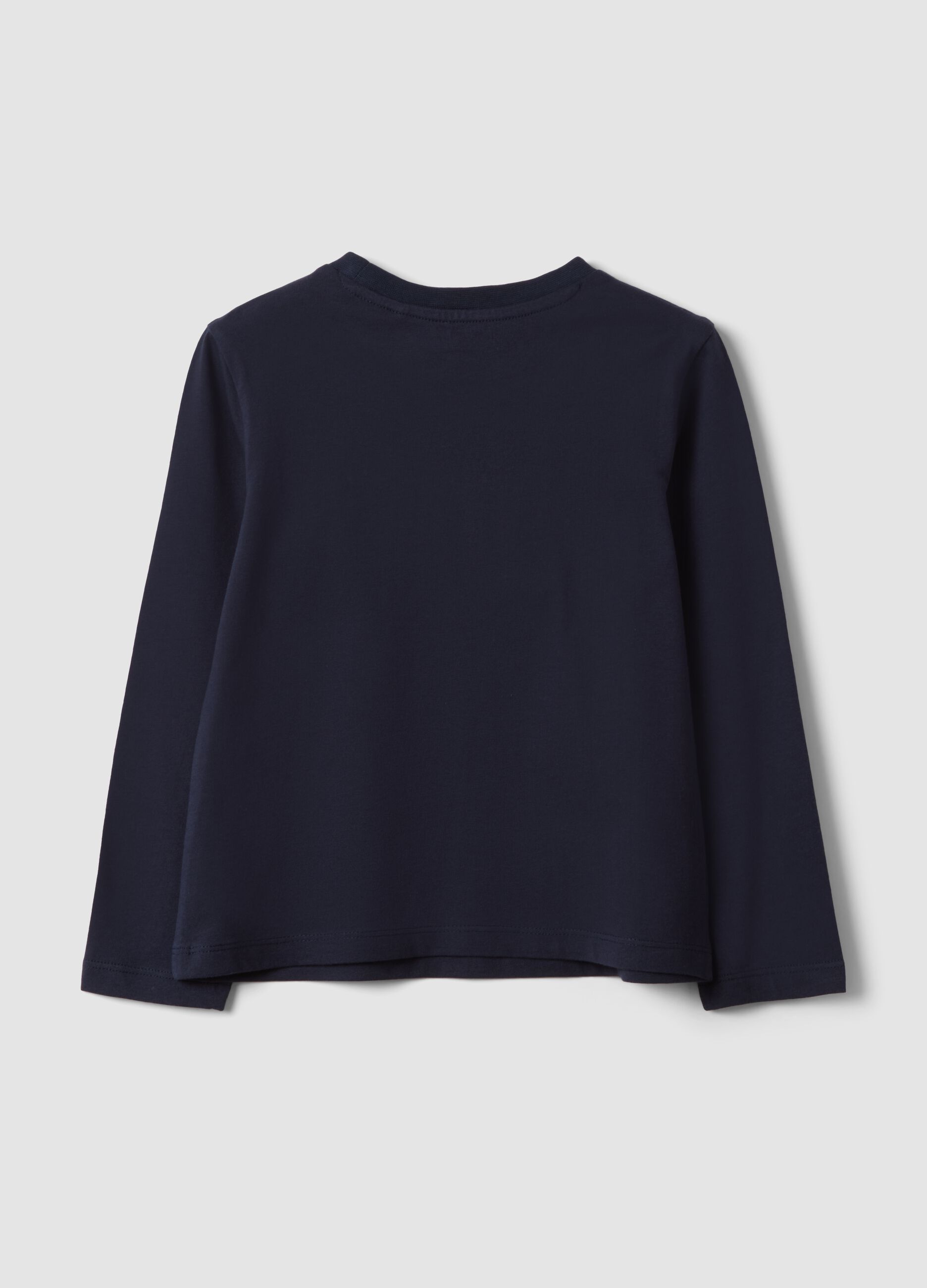 Blue organic cotton crew-neck T-shirt