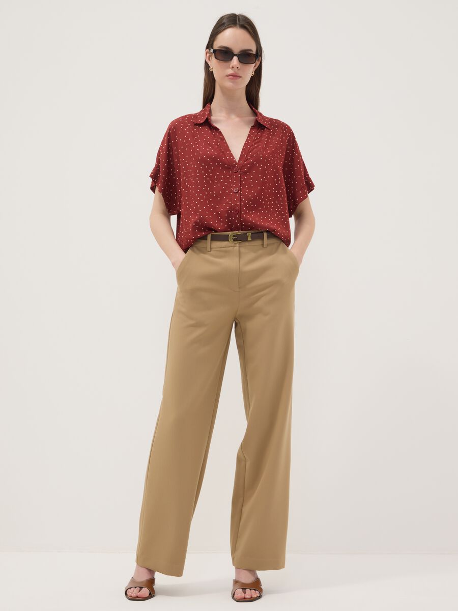 Beige straight-leg stretch viscose trousers_1