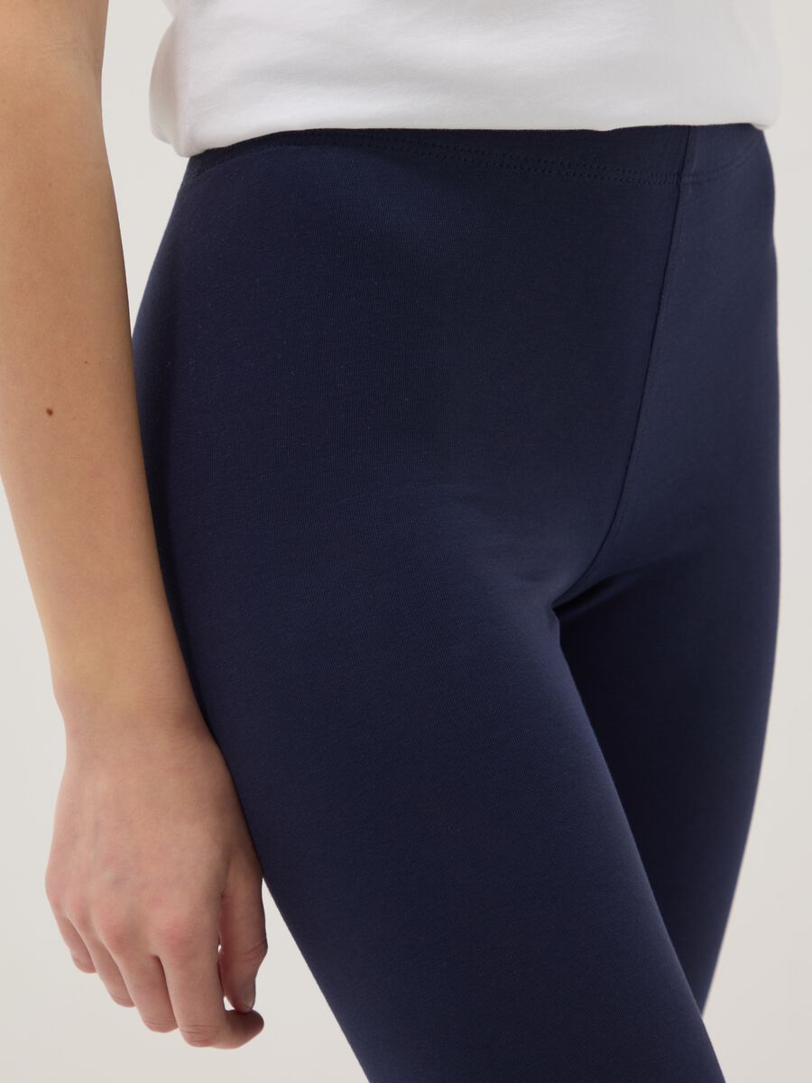 Leggings Ajustados de Mezcla de Algod&oacute;n Azul para Chicas_2
